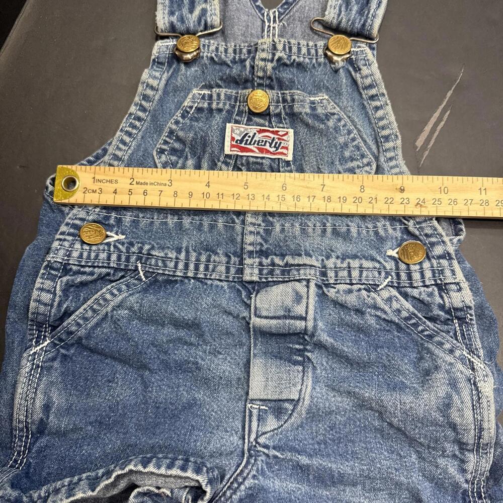 Vintage Liberty Denim Bib Overall Shorts Farm Work Baby Size 2 USA - Picture 9 of 14
